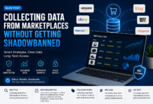 Dashboard showing marketplace data collection, proxy routing, and shadowban warning signals