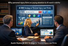 Personal injury law firm team planning AI SEO and authority strategy